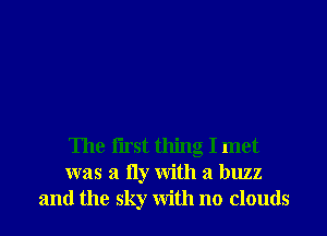 The flrst thing I met
was a 11y With a buzz
and the sky With no clouds