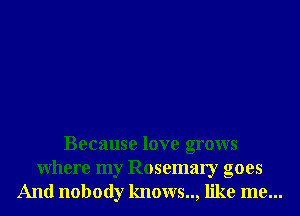 Because love grows

Where my Rosemary goes
And nobody knows, like me...