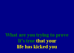 What are you trying to prove
It's true that your
life has kicked you