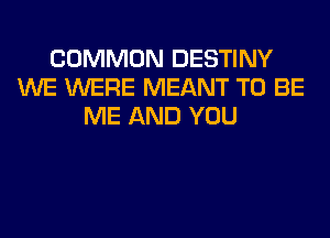 COMMON DESTINY
WE WERE MEANT TO BE
ME AND YOU