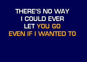 THERE'S NO WAY
I COULD EVER
LET YOU GO
EVEN IF I WANTED TO