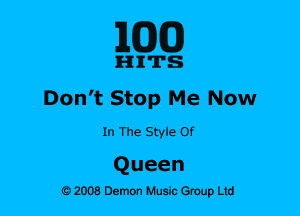 MDCDJ

n-nn'n's
Don't Stop Me Now

In The Style Of

Queen
OZOOBDemonWMchLw