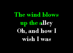 The Wind blows
up the alley

Oh, and how I

Wish I was