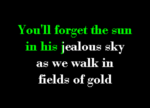 You'll forget the sun
in his jealous sky
as we walk in

iields of gold