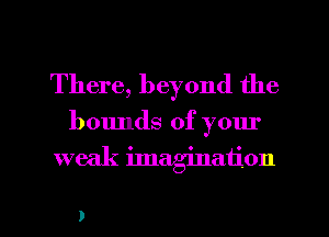 There, beyond the

bounds of your

weak imagination