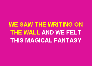 WE SAW THE WRITING ON
THE WALL AND WE FELT
THIS MAGICAL FANTASY