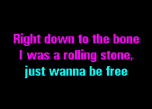 Right down to the bone

l was a rolling stone.
just wanna be free