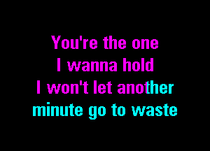 You're the one
I wanna hold

I won't let another
minute go to waste