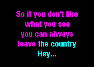So if you don't like
what you see

you can always
leave the countryr
Hey...