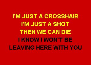 I'M JUST A CROSSHAIR
I'M JUST A SHOT
THEN WE CAN DIE