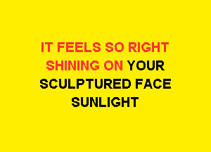 IT FEELS SO RIGHT
SHINING ON YOUR
SCULPTURED FACE
SUNLIGHT