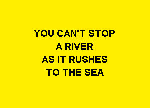 YOU CAN'T STOP
A RIVER
AS IT RUSHES
TO THE SEA