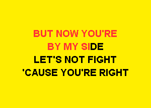 BUT NOW YOU'RE
BY MY SIDE
LET'S NOT FIGHT
'CAUSE YOU'RE RIGHT