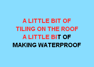 A LITTLE BIT OF
TILING ON THE ROOF
A LITTLE BIT OF
MAKING WATERPROOF