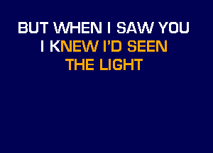 BUT WHEN I SAW YOU
I KNEW I'D SEEN
THE LIGHT