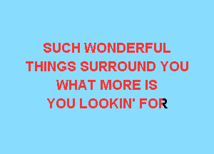 SUCH WONDERFUL
THINGS SURROUND YOU
WHAT MORE IS
YOU LOOKIN' FOR