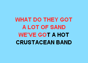 WHAT DO THEY GOT
A LOT OF SAND
WE'VE GOT A HOT
CRUSTACEAN BAND