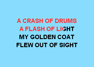 A CRASH 0F DRUMS
A FLASH OF LIGHT
MY GOLDEN COAT

FLEW OUT OF SIGHT