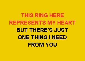 THIS RING HERE
REPRESENTS MY HEART
BUT THERE'S JUST
ONE THING I NEED
FROM YOU