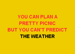 YOU CAN PLAN A
PRETTY PICNIC
BUT YOU CAN'T PREDICT
THE WEATHER