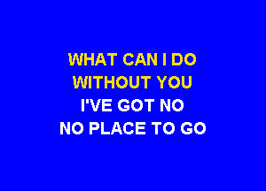 WHAT CAN I DO
WITHOUT YOU

I'VE GOT NO
NO PLACE TO GO