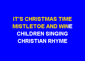 IT'S CHRISTMAS TIME
MISTLETOE AND WINE
CHILDREN SINGING
CHRISTIAN RHYME