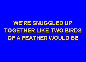 WE'RE SNUGGLED UP
TOGETHER LIKE TWO BIRDS
OF A FEATHER WOULD BE