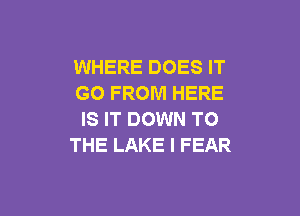 WHERE DOES IT
GO FROM HERE

IS IT DOWN TO
THE LAKE I FEAR