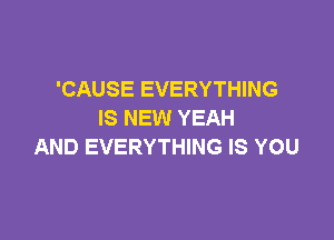 'CAUSE EVERYTHING
IS NEW YEAH

AND EVERYTHING IS YOU