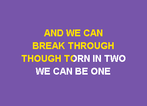 AND WE CAN
BREAK THROUGH

THOUGH TORN IN TWO
WE CAN BE ONE