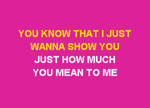 YOU KNOW THAT I JUST
WANNA SHOW YOU

JUST HOW MUCH
YOU MEAN TO ME