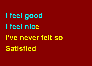 I feel good
I feel nice

I've never felt so
Satisfied