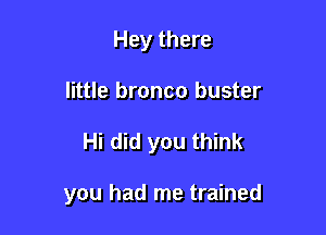 Hey there

little bronco buster

Hi did you think

you had me trained