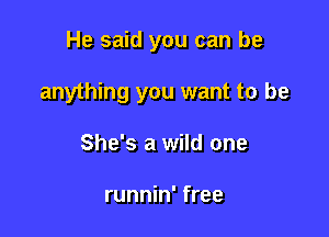 He said you can be

anything you want to be

She's a wild one

runnin' free