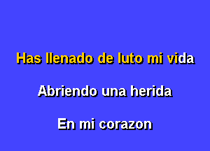 Has llenado de luto mi vida

Abriendo una herida

En mi corazon