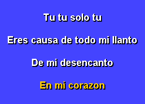 Tu tu solo tu

Eres causa de todo mi llanto

De mi desencanto

En mi corazon