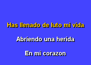 Has llenado de luto mi vida

Abriendo una herida

En mi corazon