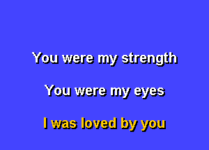 You were my strength

You were my eyes

I was loved by you