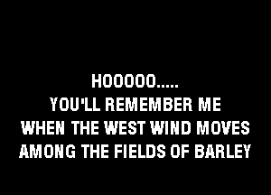 HOOOOO .....
YOU'LL REMEMBER ME
WHEN THE WEST WIND MOVES
AMONG THE FIELDS 0F BARLEY