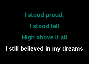I stood proud,
I stood tall
High above it all

I still believed in my dreams