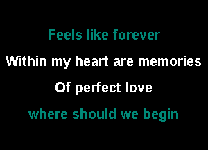 Feels like forever
Within my heart are memories

Of perfect love

where should we begin