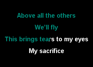 Above all the others
We'll fly

This brings tears to my eyes

My sacrifice