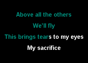 Above all the others
We'll fly

This brings tears to my eyes

My sacrifice