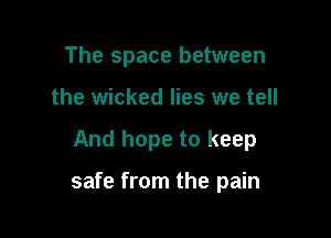 The space between
the wicked lies we tell

And hope to keep

safe from the pain