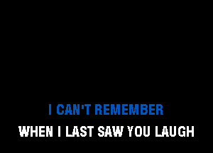 I CAN'T REMEMBER
WHEN I LAST SAW YOU LAUGH