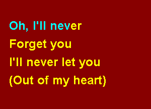 Oh, I'll never
Forget you

I'll never let you
(Out of my heart)