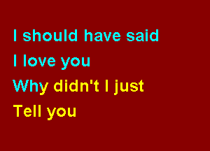 I should have said
I love you

Why didn't I just
Tell you