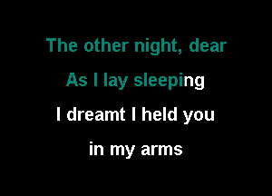 The other night, dear
As I lay sleeping

I dreamt I held you

in my arms