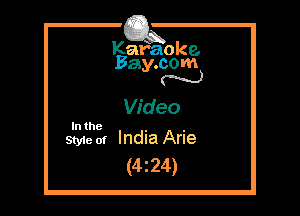 Kafaoke.
Bay.com

Video

In the , ,
Styie of India Arie

(4z24)