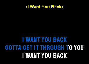 (I Want You Back)

I WANT YOU BACK
GOTTA GET IT THROUGH TO YOU
I WANT YOU BACK